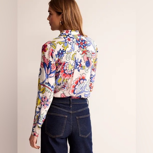 NWT Boden Sienna Silk Button Up Shirt in Botanical Bunch size 12 US / 16 UK - Picture 3 of 4